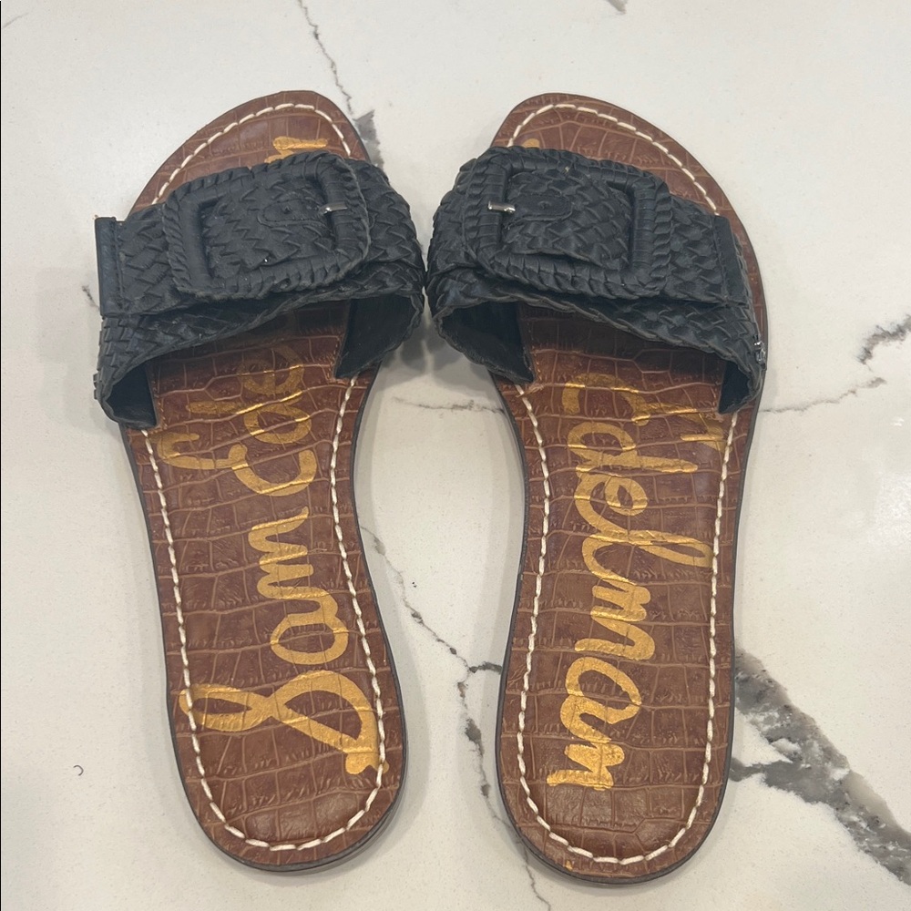 Sam Edelman Black Woven Buckle Sandals